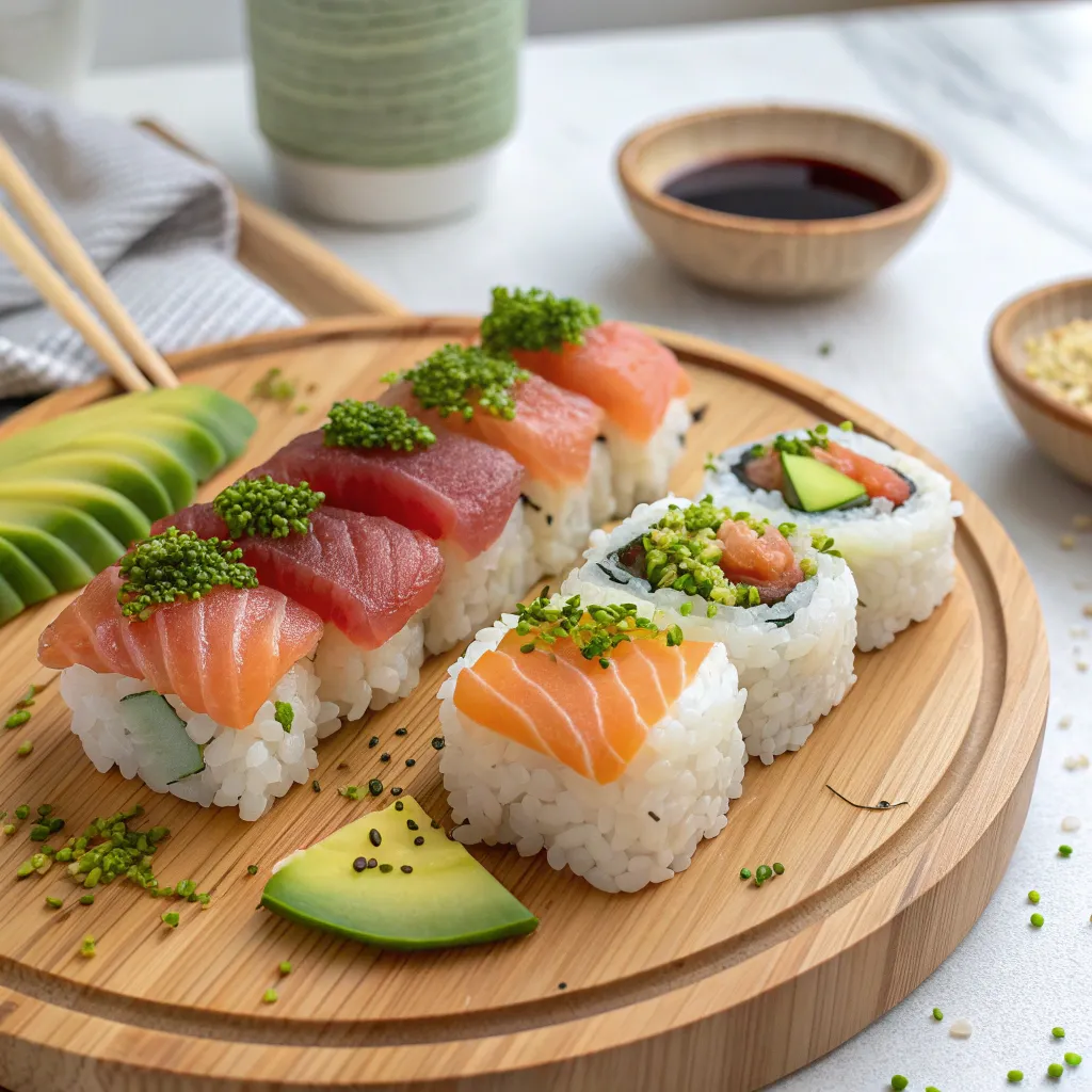Exquisite presentation of Japanese sushi
